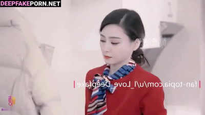 Hot, fake stewardess Fan Bingbing made blowjob before flight / 范冰冰 深度伪造